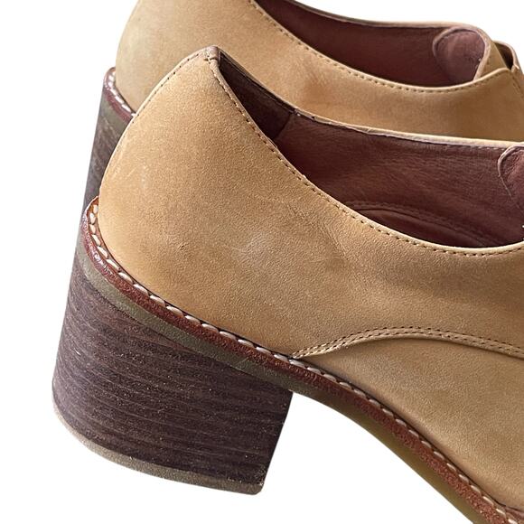 Free People x Jeffrey Campbell Ardent Tan Leather Block Heel Loafer Size 7.5 - Picture 5 of 10